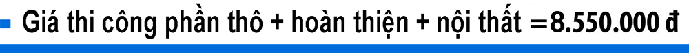 giá xây thô thi công hoàn thiện và lắp đặt nội thất