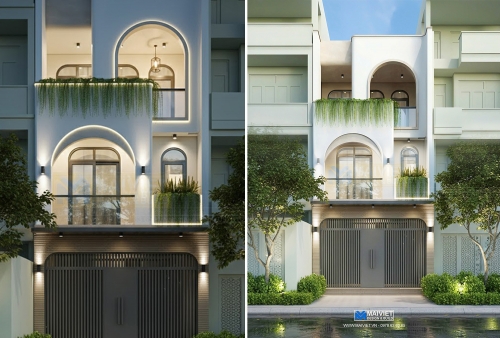 Mẫu nhà phố 3 tầng 3 phòng ngủ phong cách hiện đại